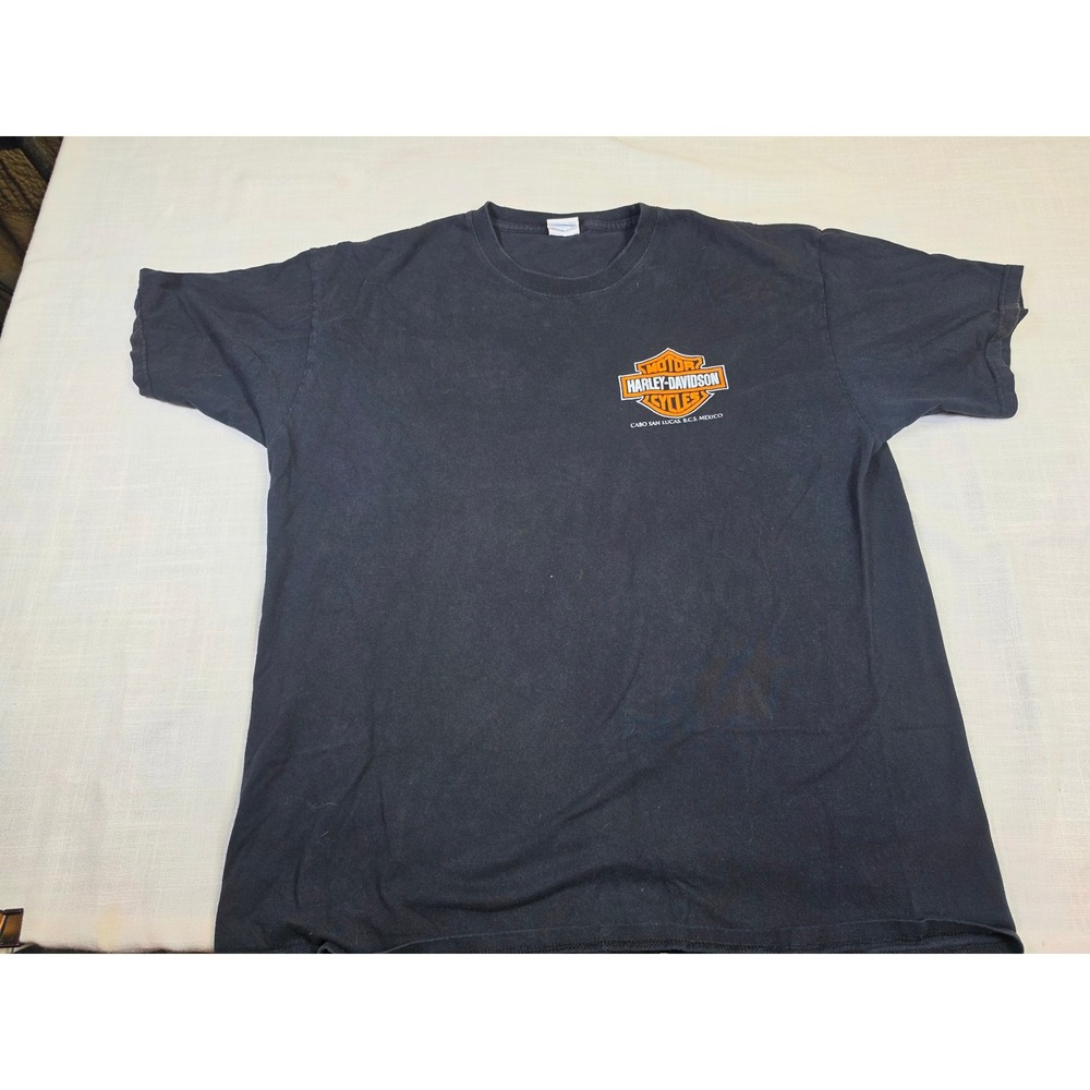 Harley-Davidson Cabo San Lucas Mexico Black Graphic T-Shirt Mens XL 100% Cotton